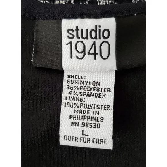 STUDIO 1940 Women's Black & White Sleeveless Top Sz L - Picture 7 of 8